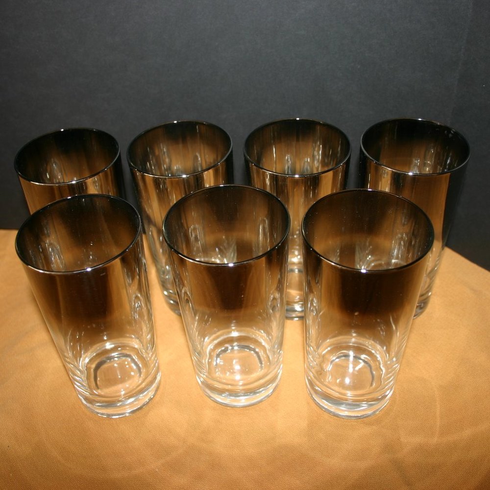 Set of Seven MCM Silver Ombre Cocktail Glasses ~ R-365